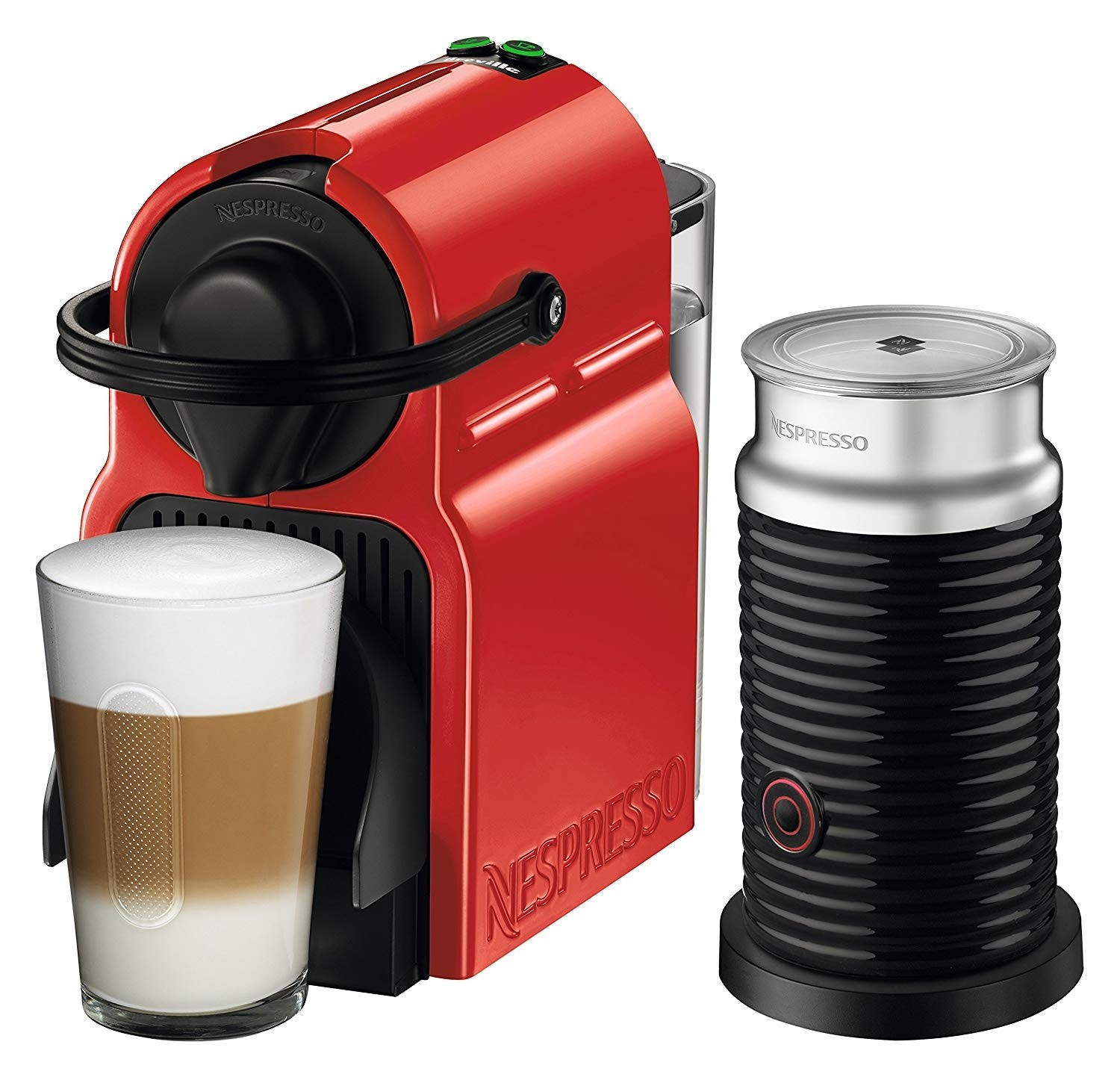 Machine à café à capsules Inissia et mousseur de lait Aeroccino - Rouge -  Nespresso - Doyon Després