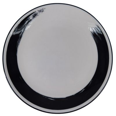 8" Round Plate - Ink White Moon