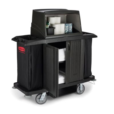 Full Size Hooded Housekeeping Cart with Lockable Doors