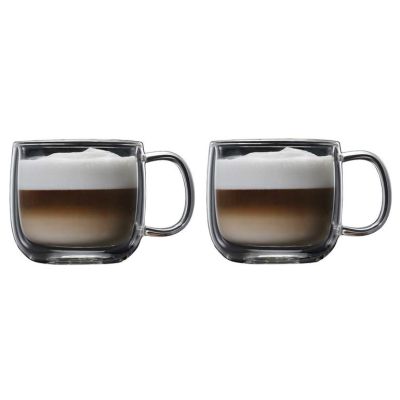 Set of Two 16.1 oz Double Wall Glass Cups