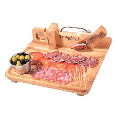 11" x 11" Wooden Board with Sausage Slicer