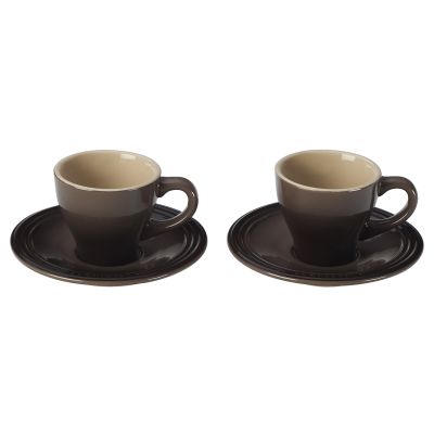 Set of Two 60 ml Espresso Cups & Saucers - Oyster 