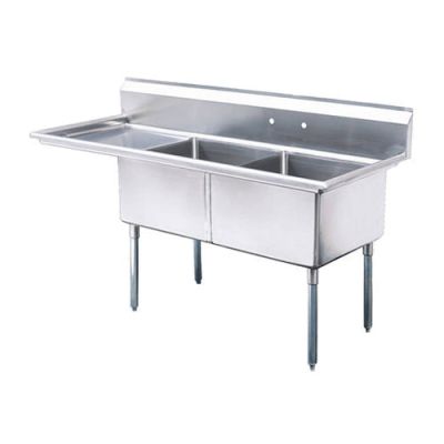 Double Sink with Left Drainboard - 24" (Damaged)